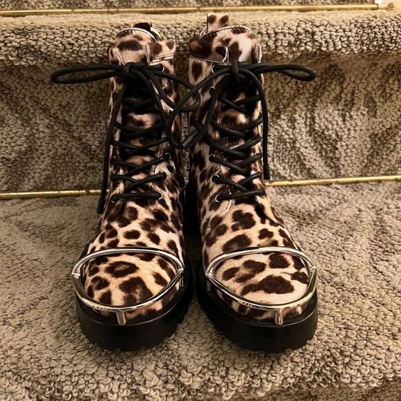 NWOB $1256 Women's Alexander Wang Lyndon Leopard Print Sheep Hair Boots 36 or 6 - Picture 3 of 10